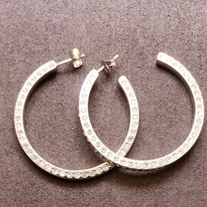 SILVER PAVE HOOP EARRINGS